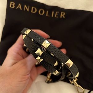 Bandolier Sarah Pebble Black Leather with Gold studs *STRAP ONLY*